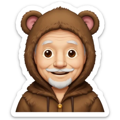  bear costume old men sticker