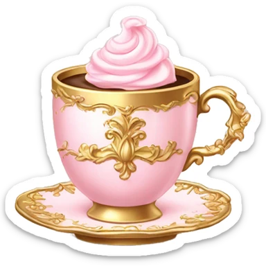 Light pink and gold vintage rococo coffee hot  sticker