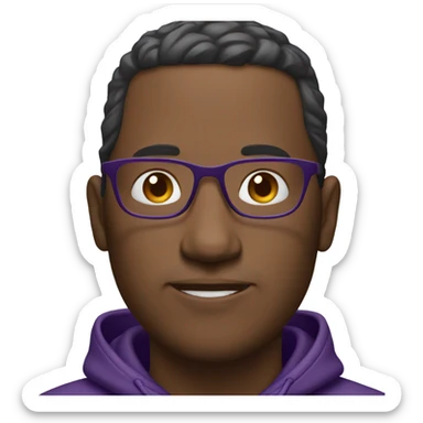 Man with glasses in purple hoodie sticker