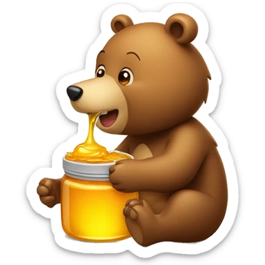 bear eats honey  jar sticker