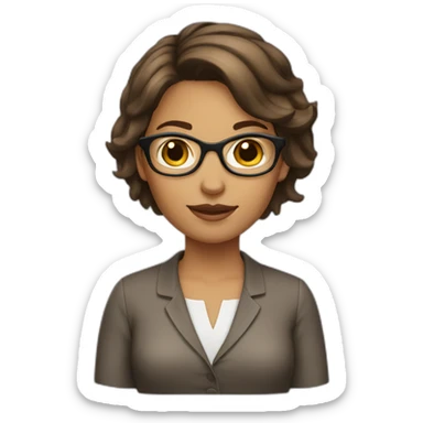 librarian girl brown short hair sticker