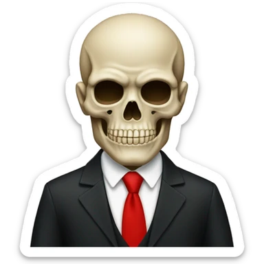 Skull emoji wearing black formal wear with red tie   sticker