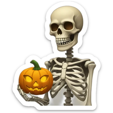 skeleton with a pumpkin head sticker