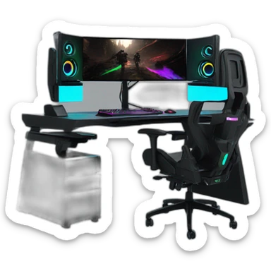 setup gaming full black and rgb sticker