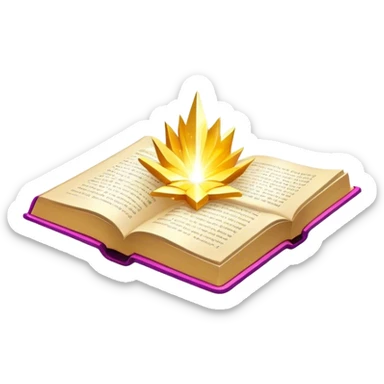 Un libro con un aura de colores vibrantes, con destellos dorados flotando a su alrededor,  un rayo de luz atravesándolo, simbolizando la explosión de creatividad sin miedo. 🌟🎨✨ sticker