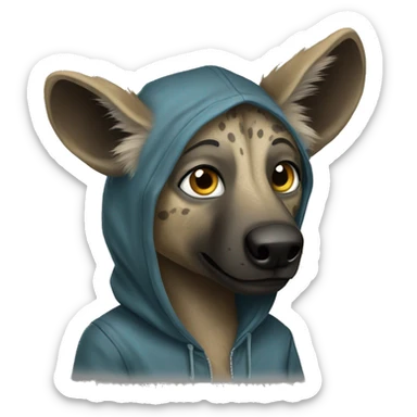 Hyena with a hoodie  sticker