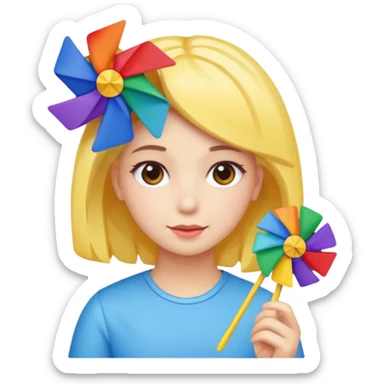 Girl with pinwheel hair clip sticker