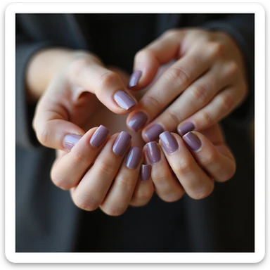close-up of hands with painted nails, manicure, photorealistic style sticker