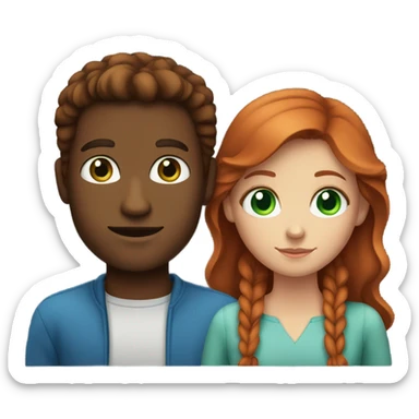 Red hair girl with green eyes girlfriend with dark brown man with blue eyes boyfriend sticker