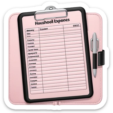 Light Pale Pink household Expenses Money tracker Documents sticker