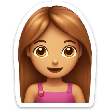 Chica con pelo largo castaña y haciendo un corazón con labmaojos marrones  sticker