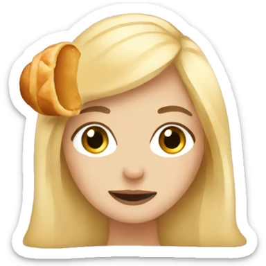 Blond girl and croissant  sticker