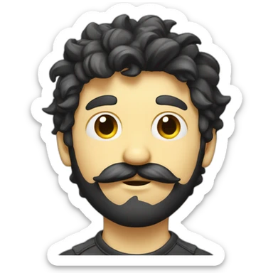 homme moustachu avec cheveux plaqué  sticker