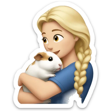 Blonde Woman hugging a guineapig sticker