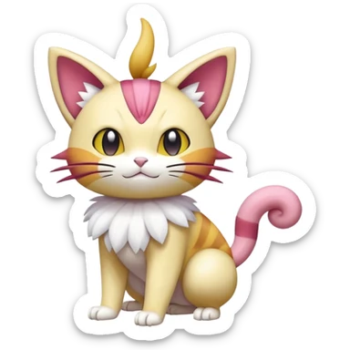 Shiny Skitty-Meowth-Pokémon-Fakémon-hybrid-creature (full body) sticker