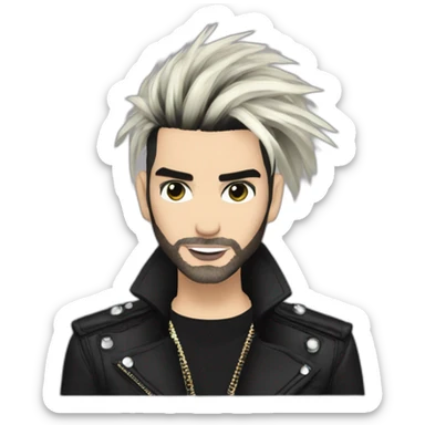 Bill Kaulitz black hair down automatic performance sticker