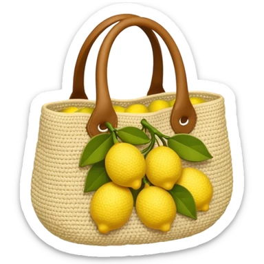 beige crocheted bag holding lemons sticker