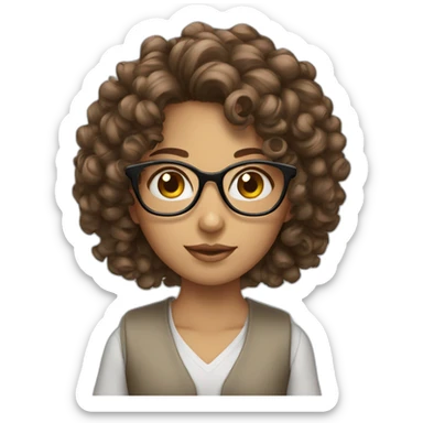arabian curly brown hair glasses girl sticker