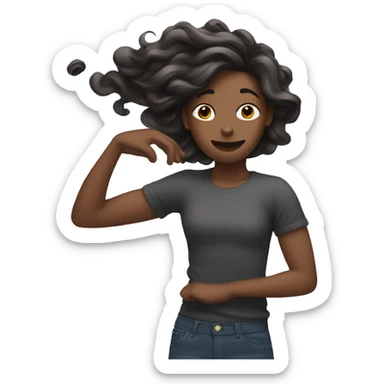 androgynous person doing a hair flip sticker