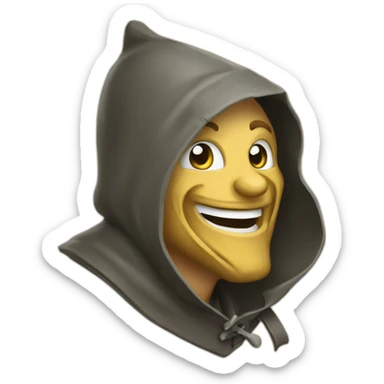medieval saboteur laughing and escaping, hooded sticker
