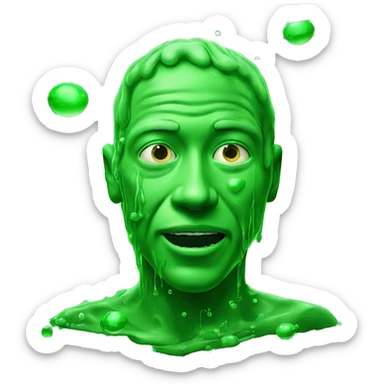 A man covered in green goo with alien behind him  sticker