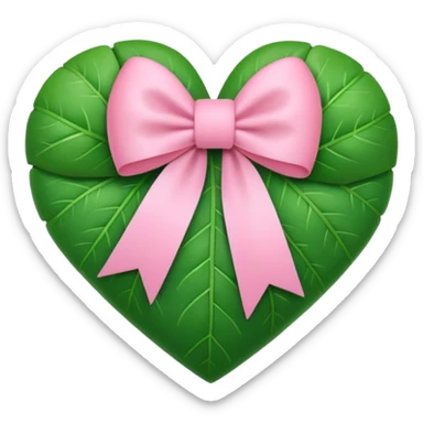 nature-inspired heart with a pink bow and heart pattern on the bow sticker