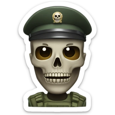 A soldier with a skull mask sticker