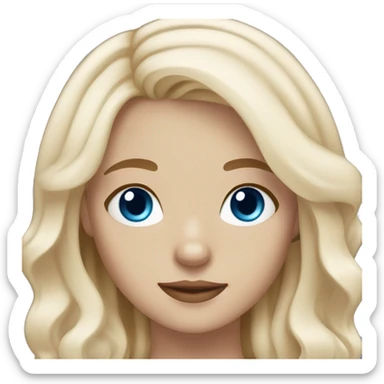 Girl with light skin, blonde white waves hair,blue eyes, Maltese dog sticker