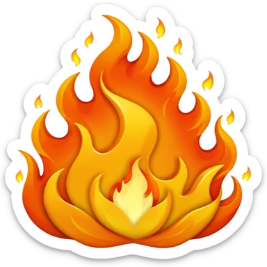 fire emoji in iPhone style, with a more dynamic and wavy flame sticker
