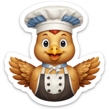 Gallina con ropa de chef con una cara de aprovacion sticker