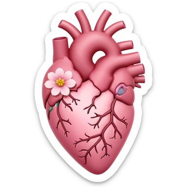light pink anatomical heart with flower sticker