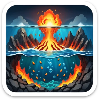 Seafloor spreading with tectonic plates moving apart and magma rising between them sticker