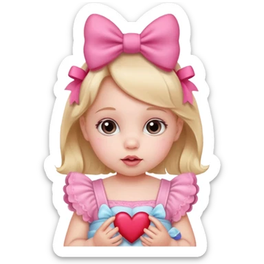 baby girl with valentines day decor sticker