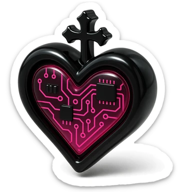 BLACKPINK-inspired gothic object, futuristic and bold, black and pink, glossy circuit style sticker
