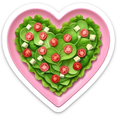 green salad in a pink heart shaped plate   sticker