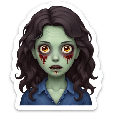 garota zumbi com cabelo escuro ondulado sticker