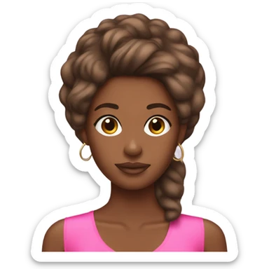 Brown skin girl with Victoria secret blow out hair sticker