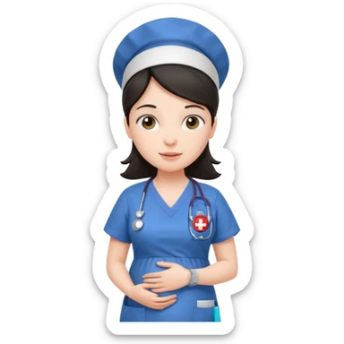 pregnant dark haired nurse sticker