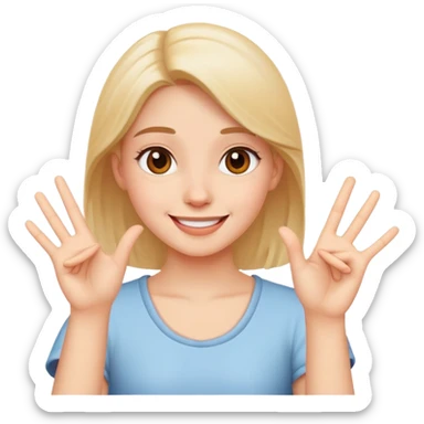 happy girl with stop hand gesture sticker