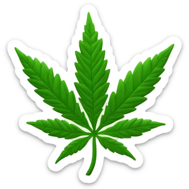 Green plant with 5 leaves shaped like a cannabis plant sticker