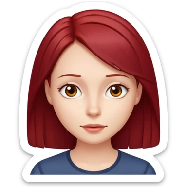woman with straight dark red hair thin face cute sticker
