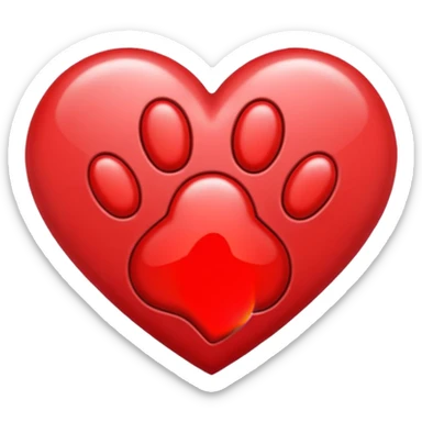 heart with a paw print overlay sticker