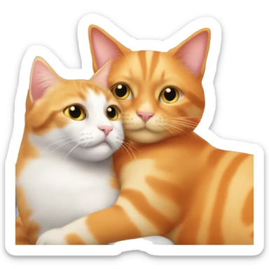 orange cat and calico cat hugging sticker