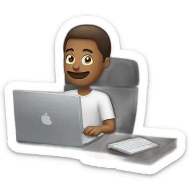 Guy on a computer using his mouse sticker