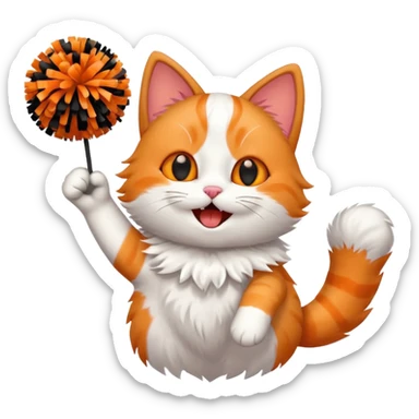 cheerleading cat with pom pom sticker