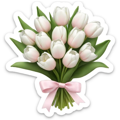 White tulips bouquet with light pink bow  sticker