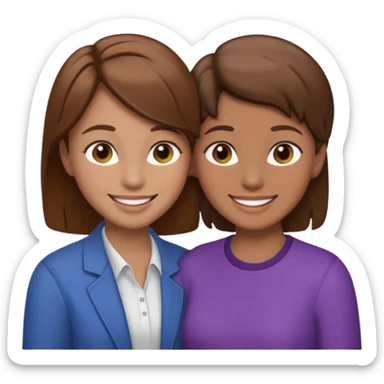 lesbian couple brown hair sticker