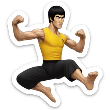 bruce lee half side-kick sticker