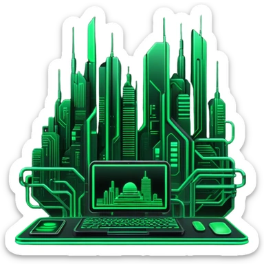  Black And Green Cyber Aesthetic Scenery Deco sticker