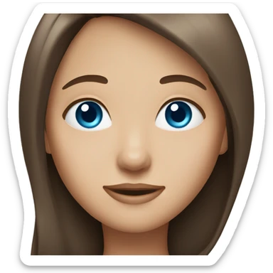 a girl with long straight brown hair and blue eyes sticker